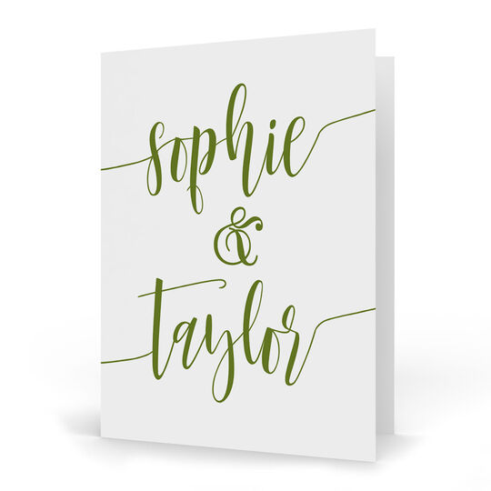 Green Large Swoosh Vertical Folded Note Cards